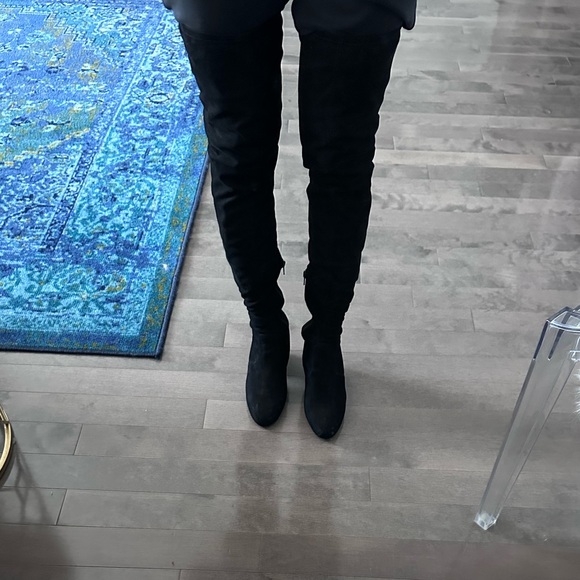 Steve Madden over the knee boots block heel almond black faux suede Loyal 7,5 - Picture 7 of 8